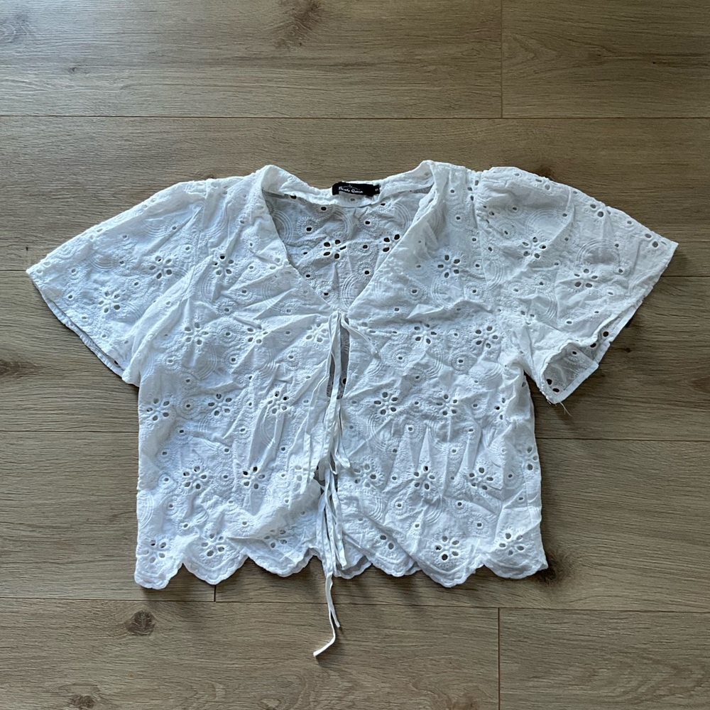White Eyelet Women Top